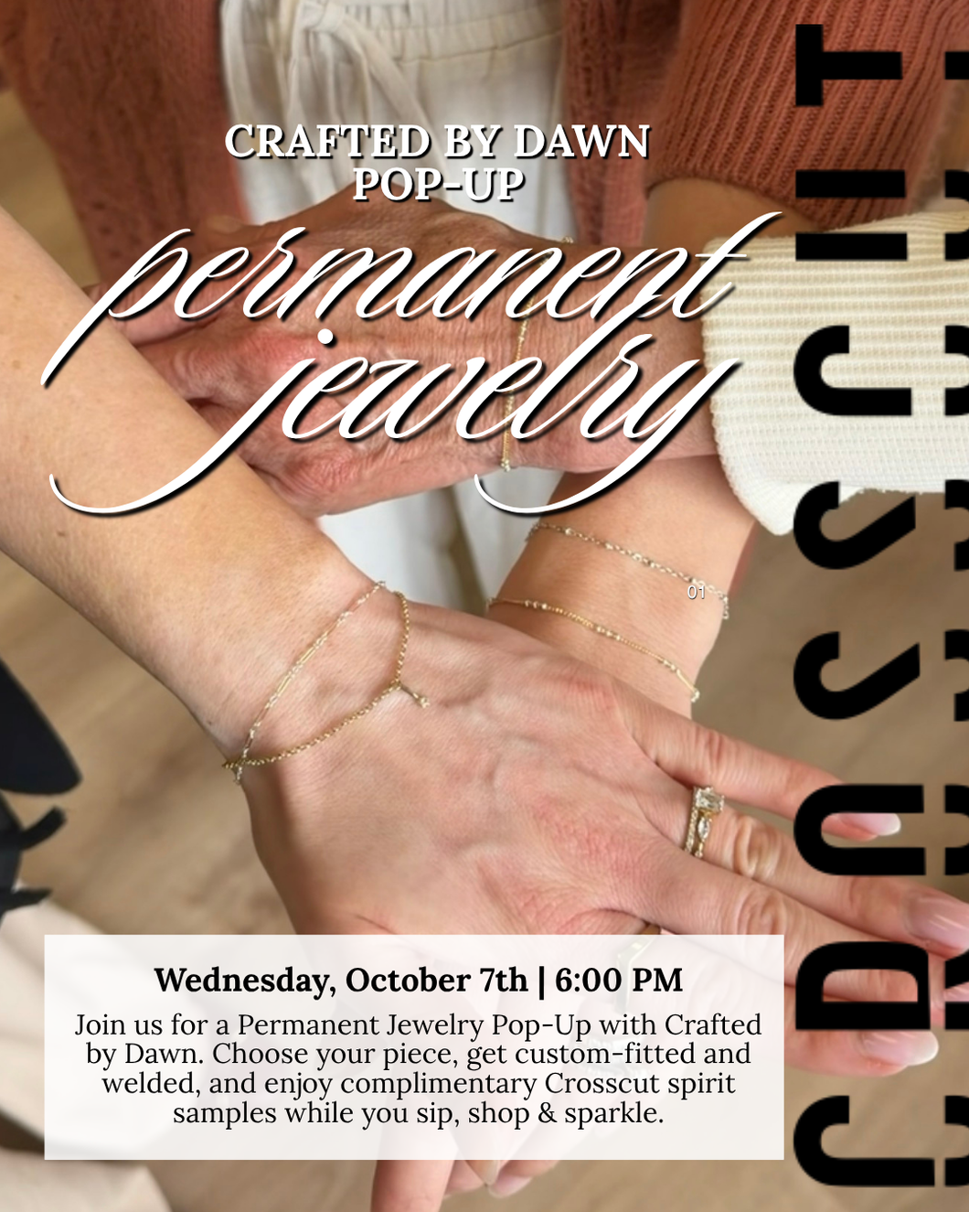✨ Permanent Jewelry Pop-Up - Crafted by Dawn x Crosscut ✨ | Wednesday, October 7th | 6:00 PM
