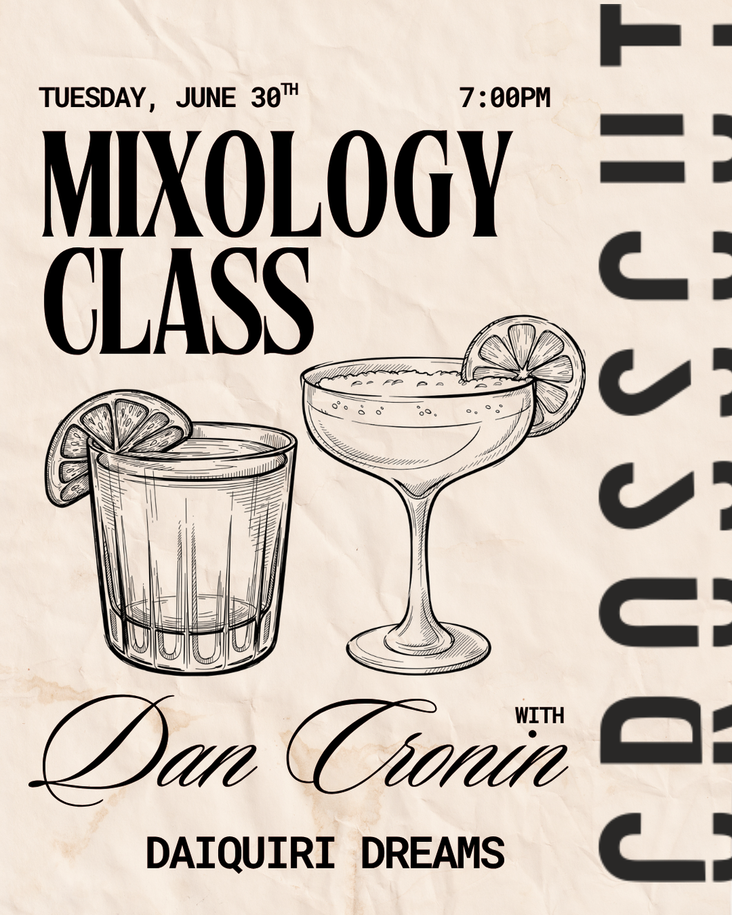 Mixology Class: Daiquiri Dreams |  Tuesday, June 30th | 7:00PM