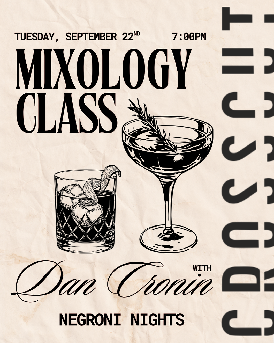 Mixology Class: Negroni Nights |  Tuesday, September 22nd | 7:00 PM