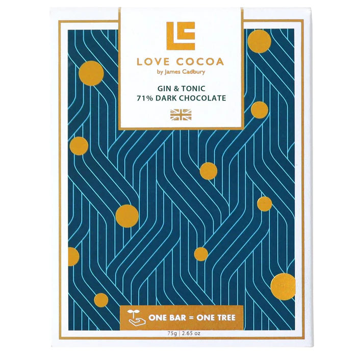 CLEAR OUT 25% OFF Love Cocoa Gin & Tonic Dark Chocolate Bar